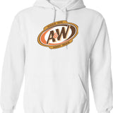 Aw - Logo Hoodie - Retro Graphic Pullover Hoodie for Men & Women - White