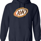 Aw - Logo Hoodie - Retro Graphic Pullover Hoodie for Men & Women - Navy