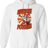 Awesome Possum Hoodie - Retro Graphic Pullover Hoodie for Men & Women - White