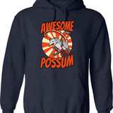 Awesome Possum Hoodie - Retro Graphic Pullover Hoodie for Men & Women - Navy