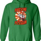 Awesome Possum Hoodie - Retro Graphic Pullover Hoodie for Men & Women - Green