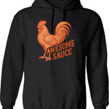 Awesome Sauce Rooster Hoodie - Retro Graphic Pullover Hoodie for Men & Women - Black