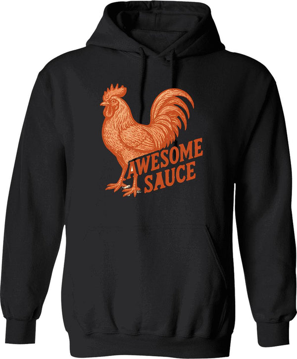 Awesome Sauce Rooster Hoodie - Retro Graphic Pullover Hoodie for Men & Women - Black