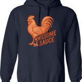 Awesome Sauce Rooster Hoodie - Retro Graphic Pullover Hoodie for Men & Women - Navy