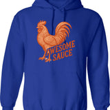 Awesome Sauce Rooster Hoodie - Retro Graphic Pullover Hoodie for Men & Women - Blue