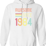 Awesome Since 1984 38 Years Old Birthday Retro Hoodie - White