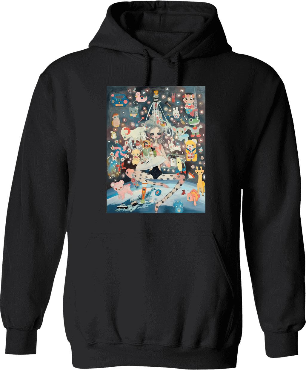 Aya Takano Hommage Hoodie - Retro Graphic Pullover Hoodie for Men & Women - Black