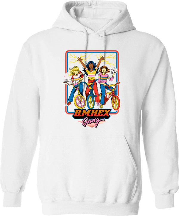 B.m.hex Gang Hoodie - Retro Graphic Pullover Hoodie for Men & Women - White
