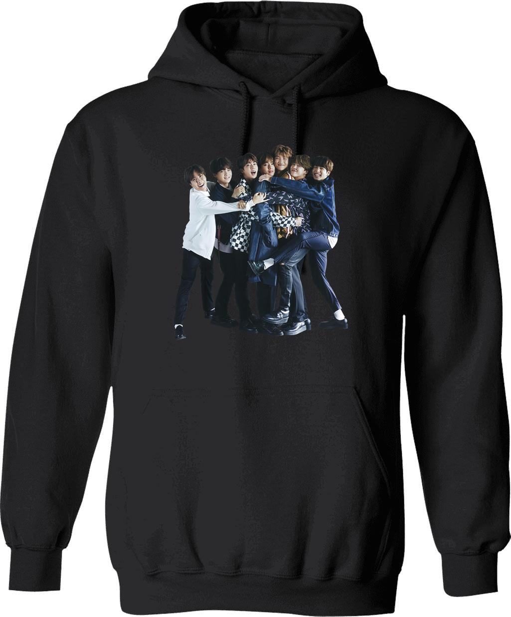 BTS Graphic Pullover Hoodie - Black