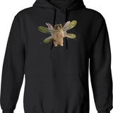 Baby Fairy Kitten Hoodie - Retro Graphic Pullover Hoodie for Men & Women - Black