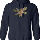 Baby Fairy Kitten Hoodie - Retro Graphic Pullover Hoodie for Men & Women - Navy