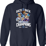 Back 2 Back Detroit 2024 North Champions Hoodie Graphic Pullover Hoodie - Navy
