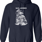 Back In Business Plague Doctor Hoodie - Retro Graphic Pullover Hoodie for Men & Women - Navy