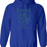 Baking Because Murder Is Wrong - Funny Dark Humor Design Hoodie - Blue