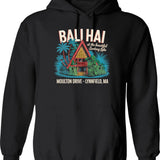 Bali Hai Lynnfield Ma Hoodie - Retro Graphic Pullover Hoodie for Men & Women - Black