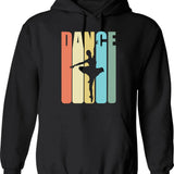 Ballet Dancing Dance Hoodie - Retro Graphic Pullover Hoodie for Men & Women - Black
