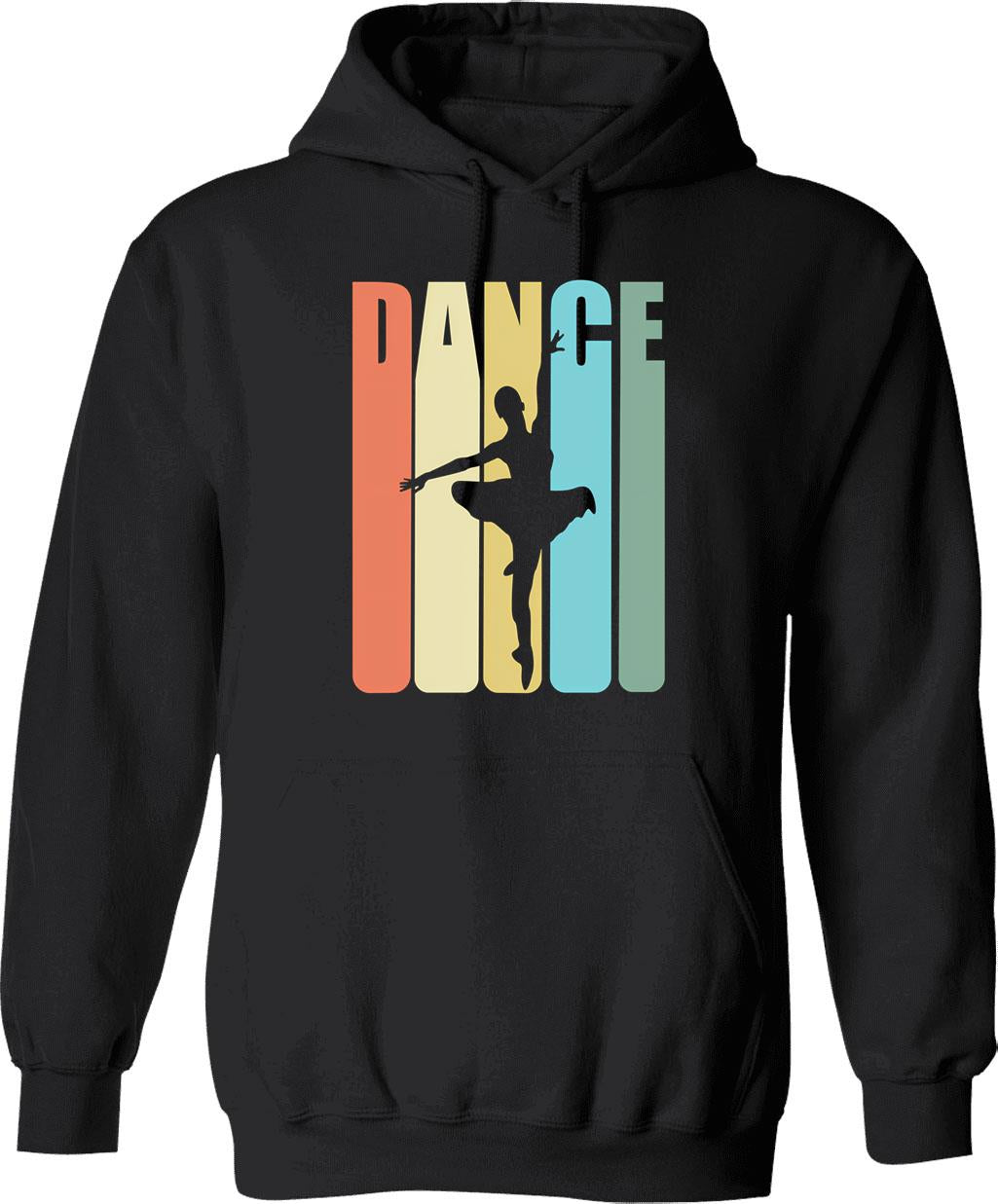 Ballet Dancing Dance Hoodie - Retro Graphic Pullover Hoodie for Men & Women - Black