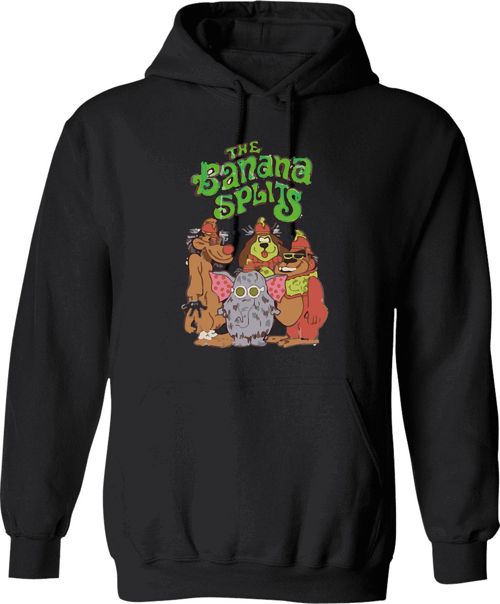 Banana Splits Hoodie - Retro Graphic Pullover Hoodie for Men & Women - Black