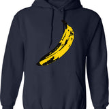 Banana Hoodie - Retro Graphic Pullover Hoodie for Men & Women - Navy