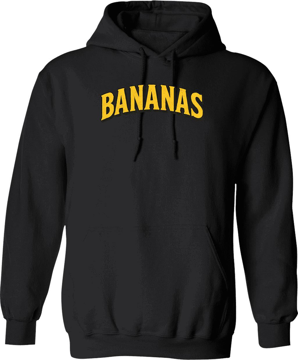 Bananas Vintage Retro Distressed Font Bold Yellow Text Design Hoodie - Black