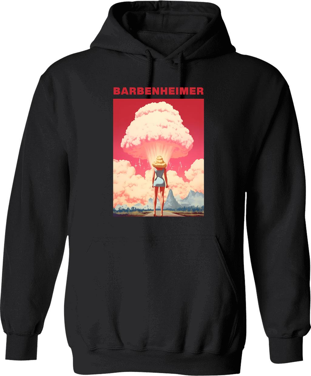 Barbenheimer 2023 Hoodie - Retro Graphic Pullover Hoodie for Men & Women - Black