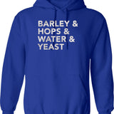 Barley Hops Water Yeast Hoodie - Retro Graphic Pullover Hoodie for Men & Women - Blue