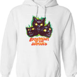 Basement Of The Damned Hoodie - Retro Graphic Pullover Hoodie for Men & Women - White