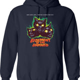 Basement Of The Damned Hoodie - Retro Graphic Pullover Hoodie for Men & Women - Navy