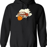 Basketball Background Hoodie - Retro Graphic Pullover Hoodie for Men & Women - Black