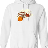 Basketball Background Hoodie - Retro Graphic Pullover Hoodie for Men & Women - White