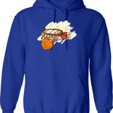 Basketball Background Hoodie - Retro Graphic Pullover Hoodie for Men & Women - Blue