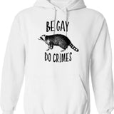 Be Gay Do Crimes Hoodie - Retro Graphic Pullover Hoodie for Men & Women - White