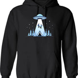 Beaming Up Hoodie - Retro Graphic Pullover Hoodie for Men & Women - Black