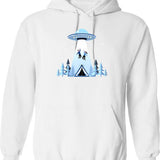 Beaming Up Hoodie - Retro Graphic Pullover Hoodie for Men & Women - White