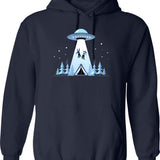 Beaming Up Hoodie - Retro Graphic Pullover Hoodie for Men & Women - Navy
