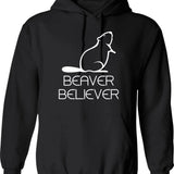 Beaver Believer Hoodie - Retro Graphic Pullover Hoodie for Men & Women - Black