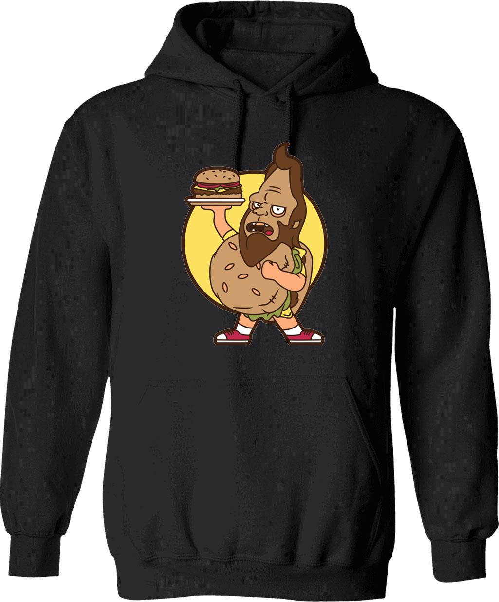 Beefsquatch Big Boy T-Hoodie Graphic Pullover Hoodie - Black