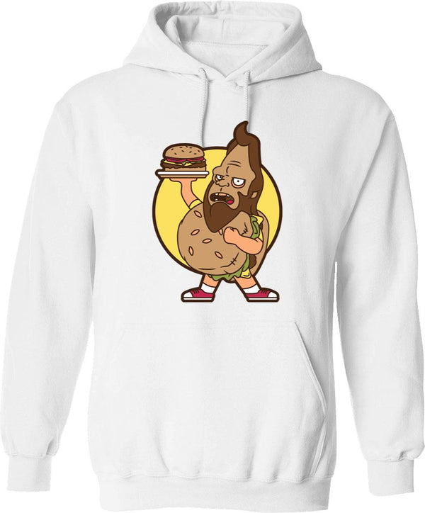 Beefsquatch Big Boy T-Hoodie Graphic Pullover Hoodie - White