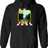 Beetles On A Crosswalk Hoodie - Retro Graphic Pullover Hoodie for Men & Women - Black