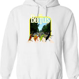 Beetles On A Crosswalk Hoodie - Retro Graphic Pullover Hoodie for Men & Women - White