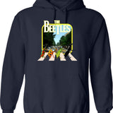 Beetles On A Crosswalk Hoodie - Retro Graphic Pullover Hoodie for Men & Women - Navy