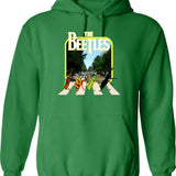 Beetles On A Crosswalk Hoodie - Retro Graphic Pullover Hoodie for Men & Women - Green