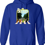 Beetles On A Crosswalk Hoodie - Retro Graphic Pullover Hoodie for Men & Women - Blue