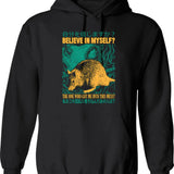 Believe In Myself Rat Hoodie - Retro Graphic Pullover Hoodie for Men & Women - Black