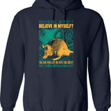 Believe In Myself Rat Hoodie - Retro Graphic Pullover Hoodie for Men & Women - Navy