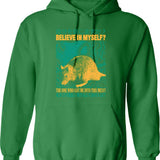 Believe In Myself Rat Hoodie - Retro Graphic Pullover Hoodie for Men & Women - Green