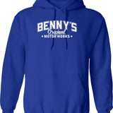 Benny's Original Motorworks White Weathered Logo Design From Los Santos San Andreas Hoodie - Blue