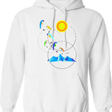 Berg Paraglider Paragliding Sun Hoodie - Retro Graphic Pullover Hoodie for Men & Women - White