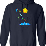 Berg Paraglider Paragliding Sun Hoodie - Retro Graphic Pullover Hoodie for Men & Women - Navy