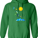 Berg Paraglider Paragliding Sun Hoodie - Retro Graphic Pullover Hoodie for Men & Women - Green